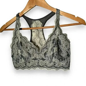Black bow Nordstrom two tone lace bralette cottagecore M